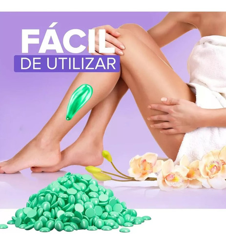 4 Cera Española Perla Rosa Lavanda Aloe Depilación Sin Tiras
