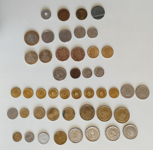 Lote Monedas Ee.uu, Argentina, Brasil, Chile, Fichas, Cospel