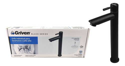 Llave Lavamano Alta Sobreponer Negra Griven