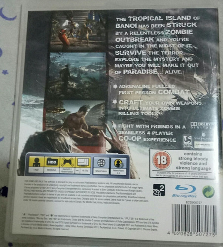 Dead Island Ps3.somente Capa E Manual.