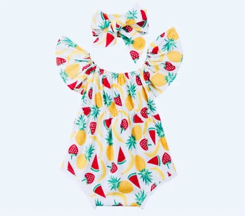 Conjunto Body Bebe Menina Frutas Macac o 100 Algod o Luxo