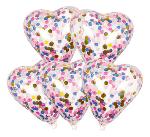 Meru 2908-92 Corazón Transparente Confeti 5 Globos 30cm