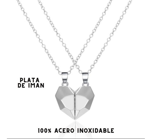 Cadenas De Iman Corazon 100 % Acero Inoxidable Pareja Amor