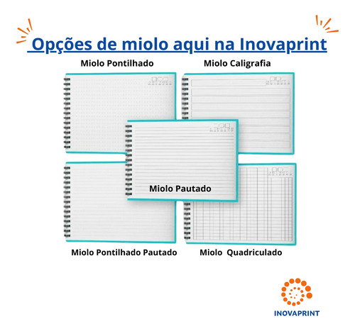 10 Cadernos A5 Horizontal Com Logomarca Na Capa E Miolo
