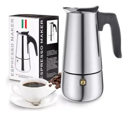 Cafetera De Cocina Moderna Italiana De 6 Tazas, Inoxidable Diseño Elegante Y De Alta Calidad Everest