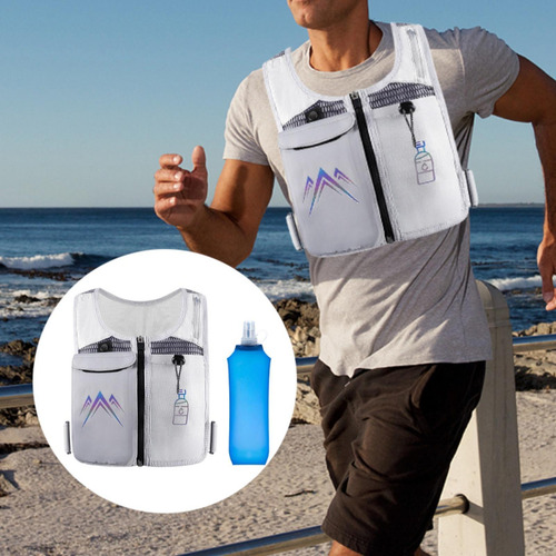 Chaleco De Hidratación, Mochila De Agua, Gris Con Botella