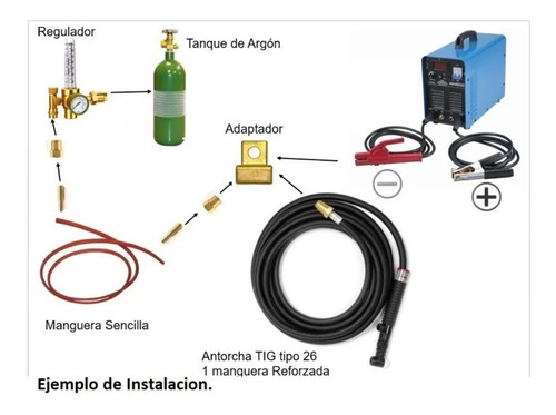 Antorcha P/tig T/26 2 Cables C/flexible 25ft 200 Amp.