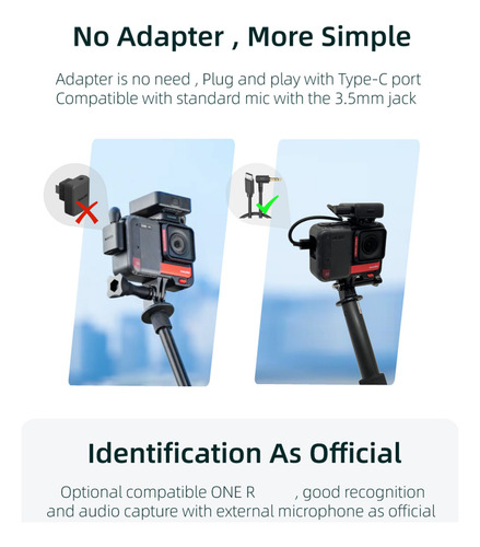 Cable Adaptador Audio Para Micrófono Para Insta360 One R