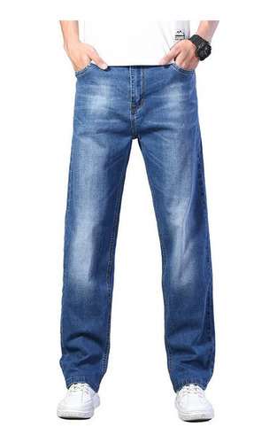 Jeans Sueltos Casuales Pierna Recta Para Hombre Talla Grande