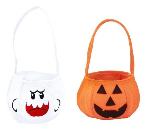 Bolsa De Halloween Para Dulces Calabaza Y Fantasma Set De 3