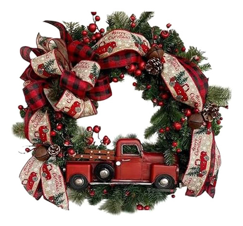 Coronas Navideñas Rojas De Camión Para Navidad Rústica En La