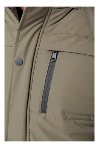 Campera Puffer Con Piel De Corderito Hombre Impermeable