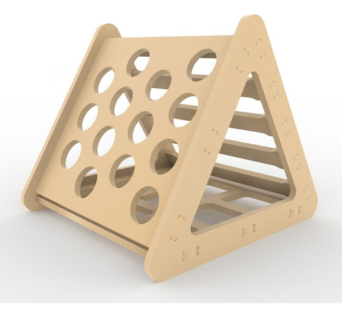 Combo Librero Y Triángulo Pikler Montessori Marrón Claro