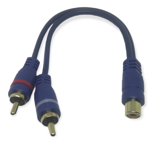 Cable En Y 1 Rca Hembra A 2 Rca Macho Azul 20 Centímetros  
