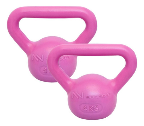 Pesa Rusa Rosa Kettlebell Pvc 4 Kg. X 2 Unidades Sonnos Color Rosa Chicle