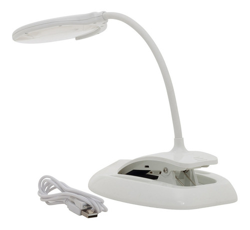 Imagem 3 de 5 de Lupa De Mesa Com Garra Clip Recarregável 3x E 8x