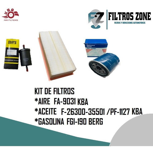 Kit De Filtros Baic X35 X25 1.5 2017-2021 Kba