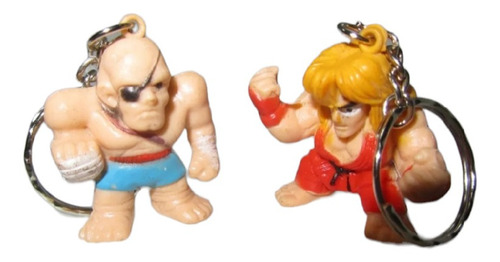 Street Fighter Figura Llavero 2 X 1 Sagat Vs. Ken Wyc