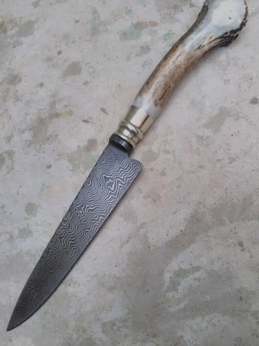 Cuchillo Acero Damasco A. Rocha Hoja 22 Cms - Roseta - Facón