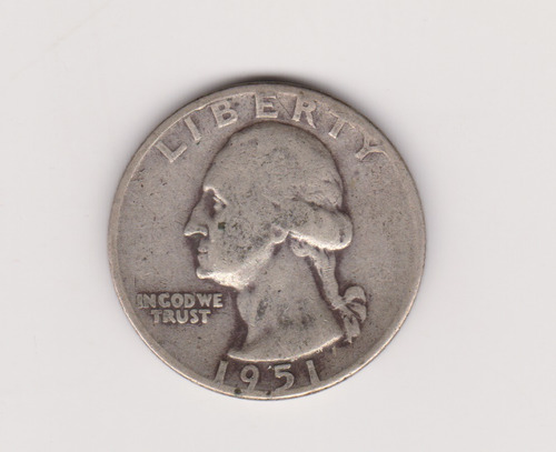 Moneda Eeuu 1/4 Dolar Año 1951 D Plata Bueno