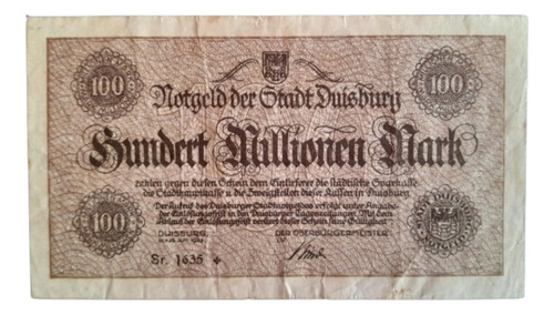 Alemania Billete De 100.000.000 Mark Año 1923