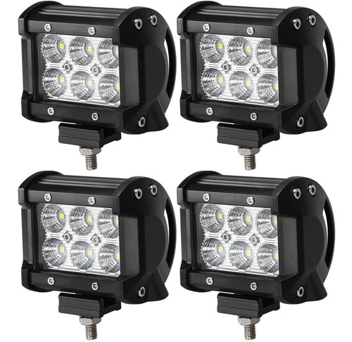 18w Cree Led Trabajo Barra De Luz 4pcs 4 Haz De Inundac...