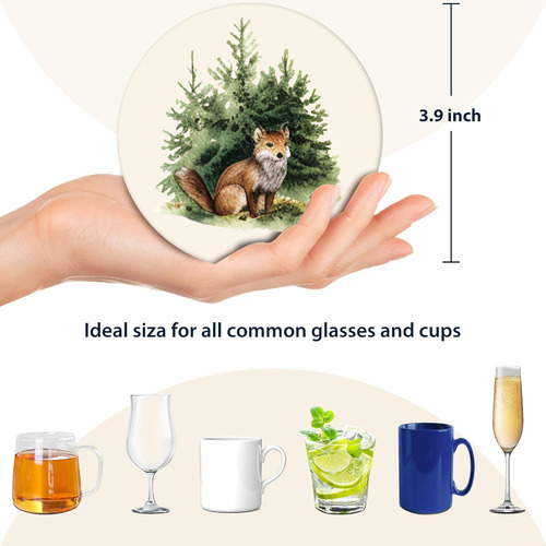 Juego De 6 Posavasos Para Absorber Bebidas, Redondos, De Cer