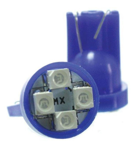 Lâmpada De Led T10 12v 4smd1210 Azul Par