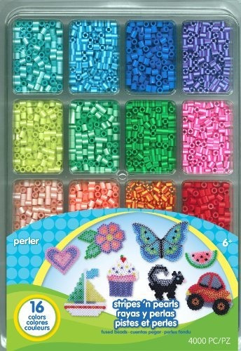 Perler Beads Fused Bead Tray 4000pkgstripes N Pearls