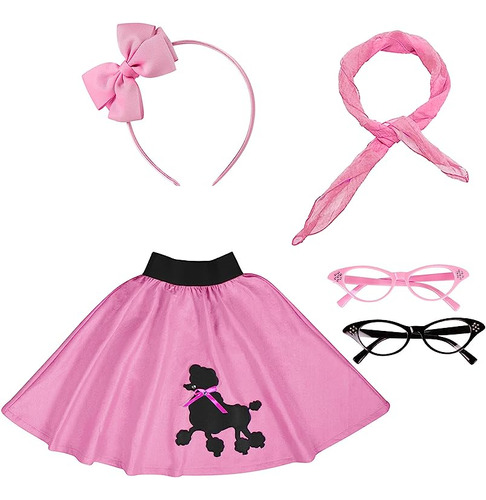 Poodle Skirt 50s Costume Accessory Girls With Cat Eye Glasse
