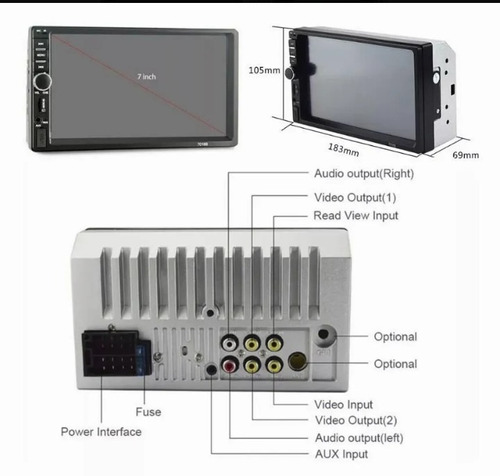 Autoestéreo Pantalla Touch 7 Pulgadas 2 Din