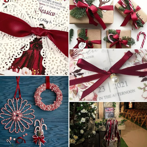 Moños Satinado Liston Navideño Colores 4cm 5 Rollos 220m