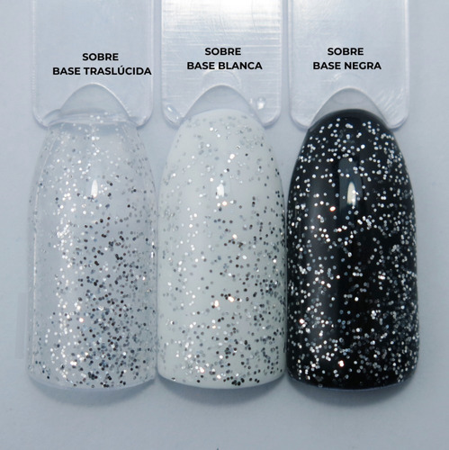 Esmalte Permanente Profesional Glitter Pequeños Plateados