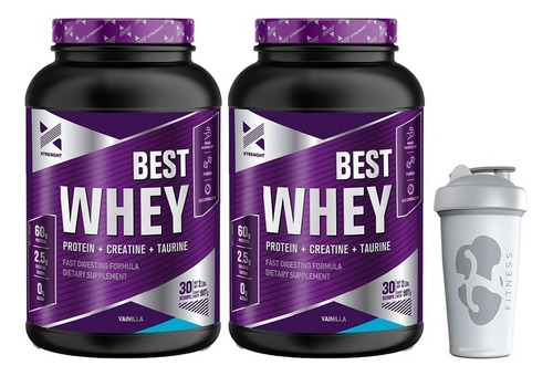 Whey Xtrenght Best Protein 2 Lb X 2 Unidades + Vaso Sabor Vainilla