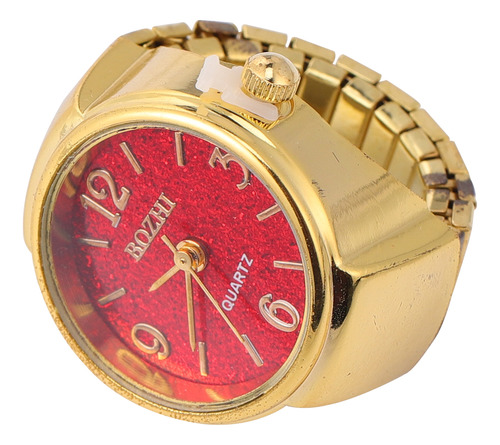 Reloj De Cuarzo Retro En Forma De Anillo Dorado Unisex