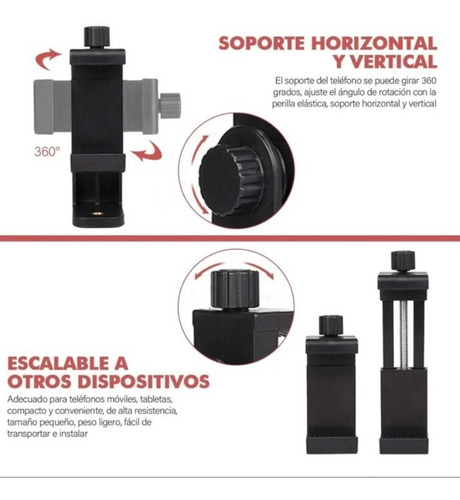Imagen 9 de 10 de Adaptador Vertical Y Giratorio Para Trípode, Teléfono/cámara