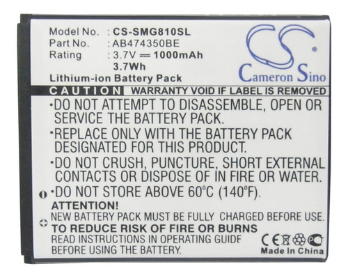 Batería Alternativa Para Samsung Smg810sl 3.7v 1000mah