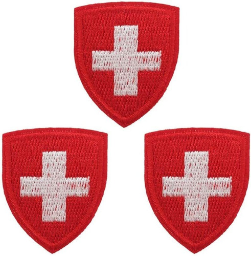 Juego De 3 Mini Escudo De La Bandera De Suiza Bordado, Para