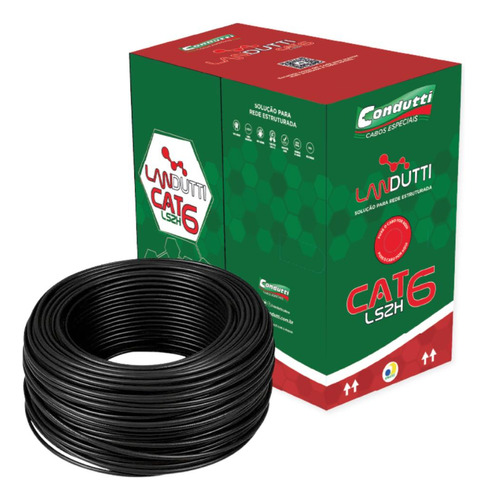 Cabo De Rede Landutti Cat6 Preto (gigabit) 4p Lszh-3 Cx305m