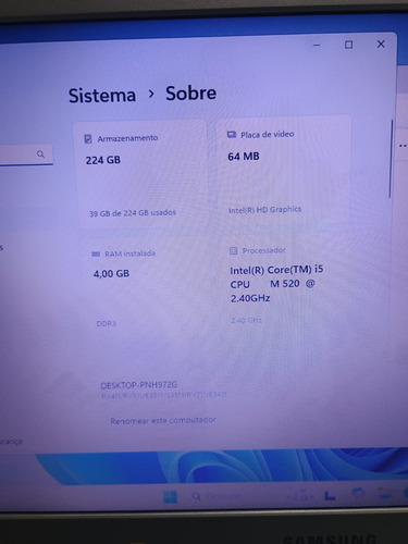 Notebook Samsung Rv411 Core I5-com Ssd 240gb-ram 4gb -win11 Prateado Com Preto (Recondicionado)