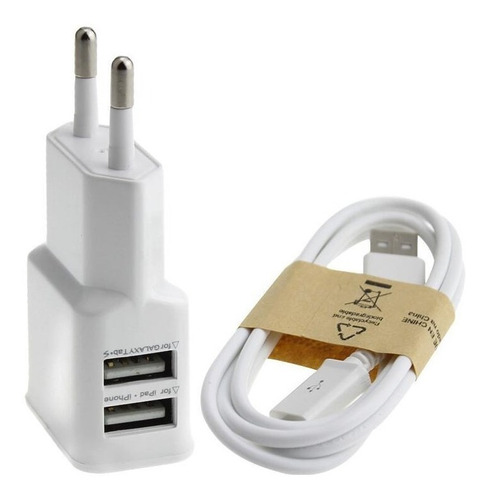 Cargador Pared Doble Usb Mas Cable Micro Usb 5v 2a