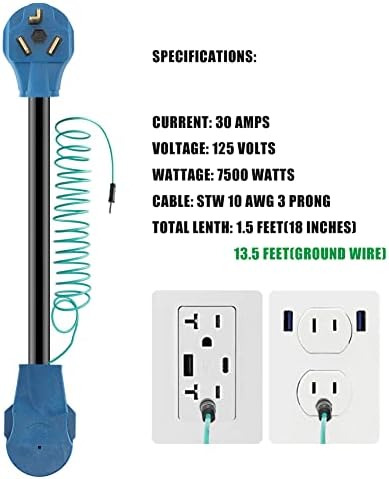 Cable Adaptador De Secadora 10-30p Macho A 14-30r Hembra Con