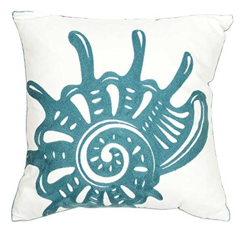 Embroidered Conch Throw Pillow Cover,square 18 Inches D...