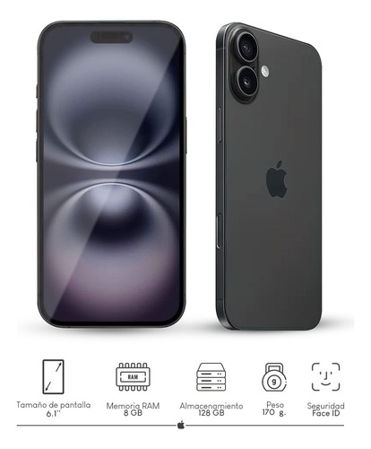 Celular Apple iPhone 16 128 Gb Negro + Regalo Cargador