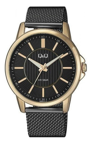 Reloj Q&q Modelo Qb66j412 Negro Caja Color Cobre Color del bisel Rosé