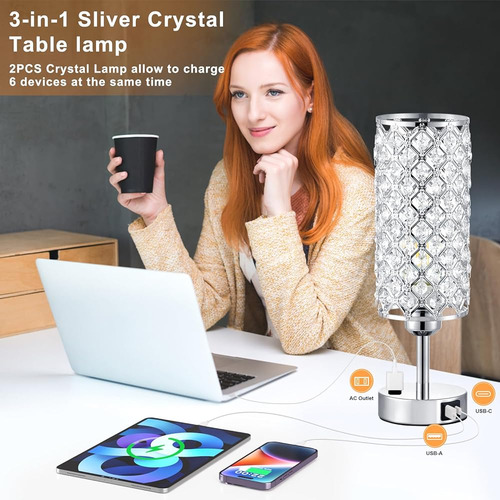 Juego De Control Táctil De Lámpara De Cristal De 2, Lámparas