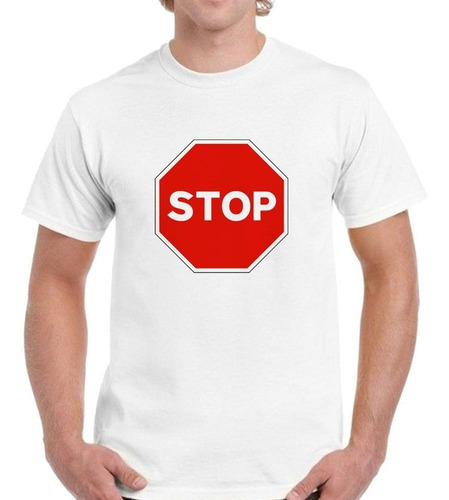 Remera De Hombre Señal De Transito Pare Stop M2