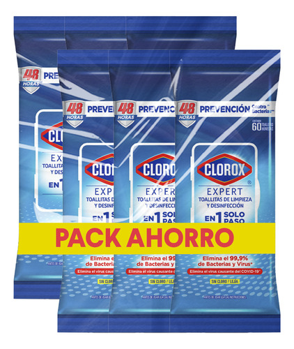 Pack 6 Toallitas Desinfectantes Clorox Expert 60 Un