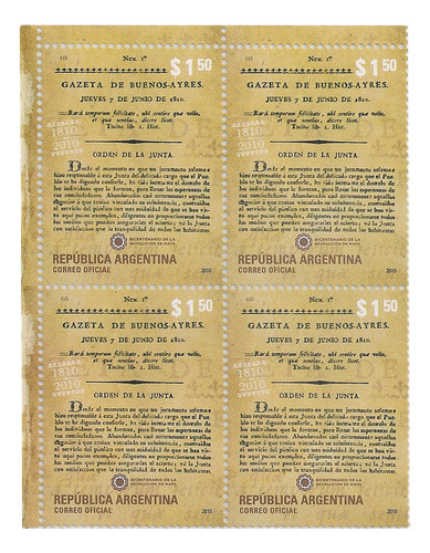 Argentina - Cuadro Gazeta De Buenos Aires- Año 2010- Gj 3817