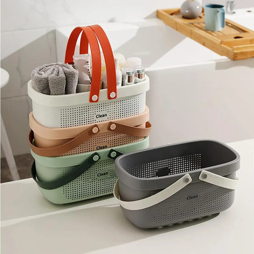 Hu Y Canastas Ducha De Plástico Con Asas De Silicona,